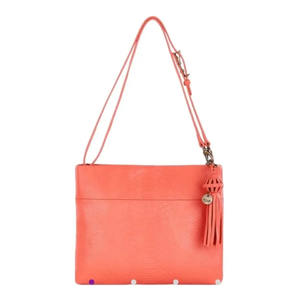The Sak Coral Crossbody Leather Tassel Purse Croc Embossed Convertible Strap